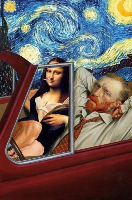 Funny Art Van Gogh and Mona Lisa Canvas Posters and print Abstract Famous Oil Paintings on Canvas Wall Pictures for Home Cuadros