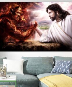 God Jesus vs Satan Devil Religion Wall Art Painting 