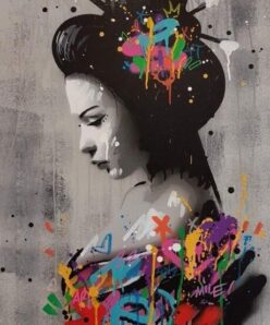 Japanese Woman Graffiti Art Paintings on the Wall Art Posters and Prints Sexy Woman Street Art Pictures Home Wall Decoration