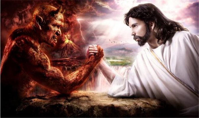 God Jesus Vs Satan Devil Art Picture On Canvas Painting Poster And Prints Religion Wall Art Decoration For Christian Living Room