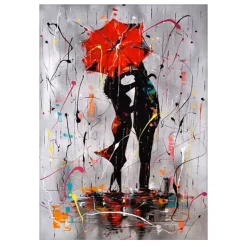 Lovers With Red Umbrella