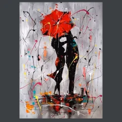 Lovers With Red Umbrella