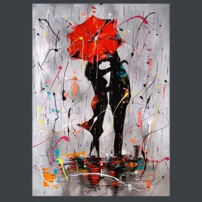 Lovers With Red Umbrella