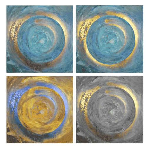 Abstract Blue and Gold Oil Painting Scandinavian Style Printed on Canvas