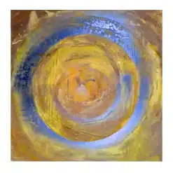 Abstract Blue and Gold Oil Painting Scandinavian Style Printed on Canvas - Image 3
