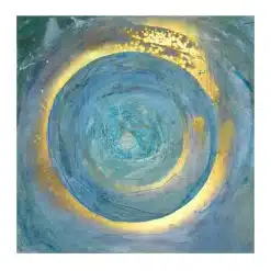 Abstract Blue and Gold Oil Painting Scandinavian Style Printed on Canvas - Image 4