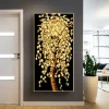 Abstract Golden Leaf Tree Wall Art Painting Printed on Canvas