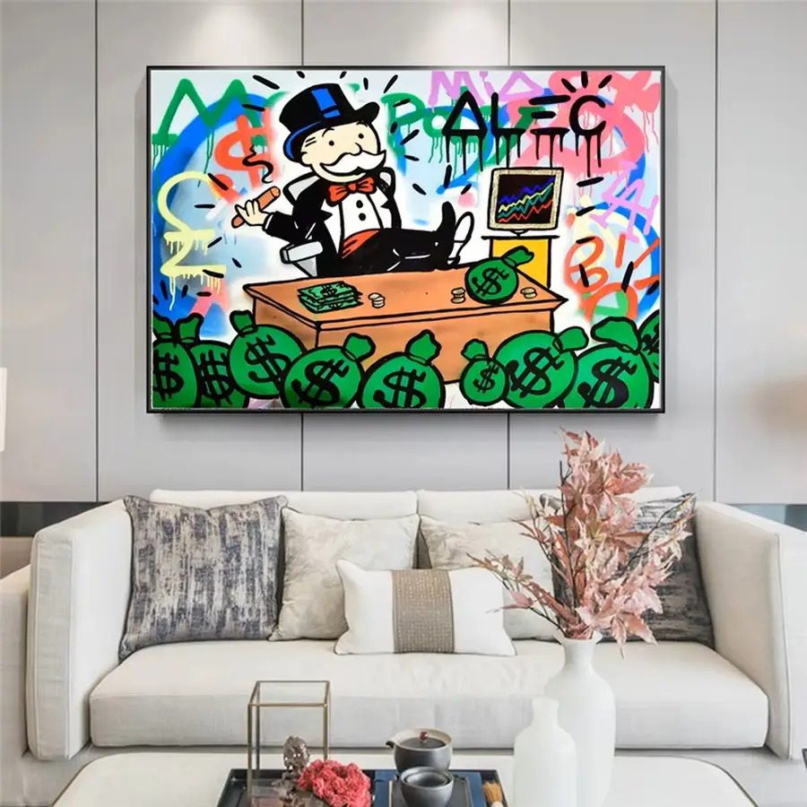 Alec Monopoly Rich Money Man Graffiti Art Painting Printed on Canvas