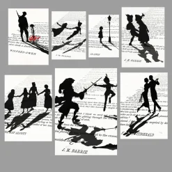 Black White Shadow On the Book Pages Painting Printed on Canvas