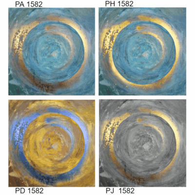 Abstract Blue and Gold Oil Painting Scandinavian Style Printed on Canvas - Image 6