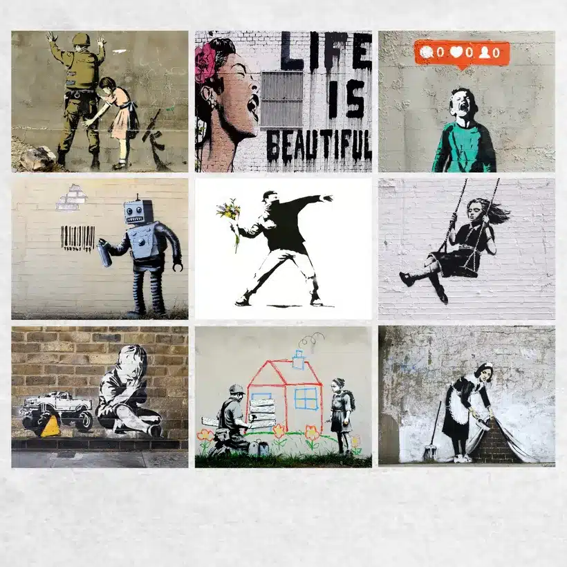 Classic Graffiti Art By Banksy Life is Beautiful Printed on Canvas