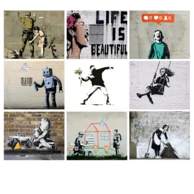 Classic Graffiti Art By Banksy Life is Beautiful Printed on Canvas