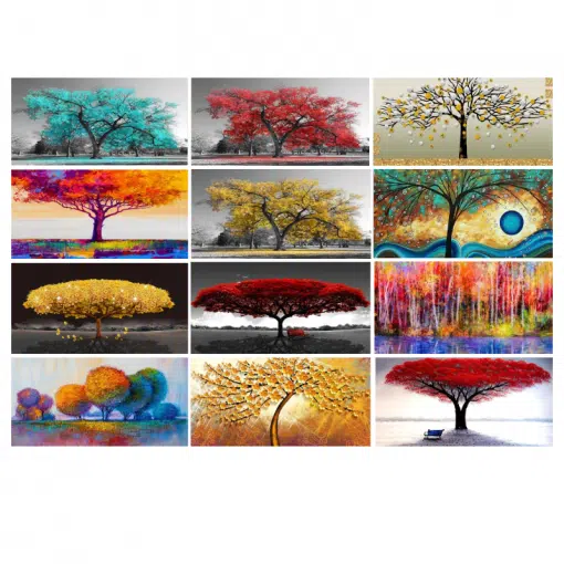 Colorful Trees Landscape Painting Printed on Canvas