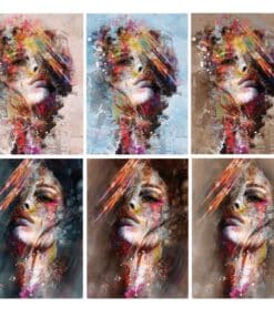Colorful Woman Portrait Graffiti Art Paintings Printed on Canvas