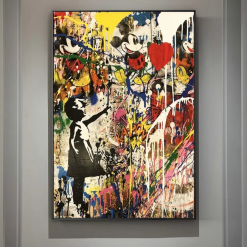 Girl Holding a Balloon Modern Street Art Graffiti Painting Printed on Canvas