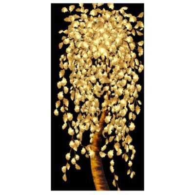 Abstract Golden Leaf Tree Wall Art Painting Printed on Canvas - Image 2