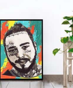 Abstract Art Painting of Hip Hop Artist Post Malone, Printed on Canvas