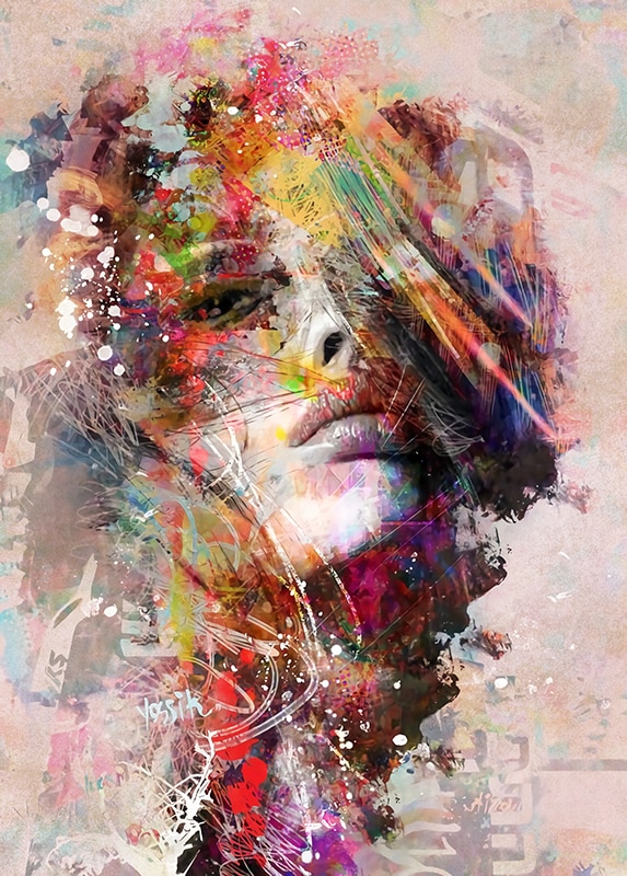 Colorful Woman Portrait Graffiti Art Paintings Printed on Canvas ...