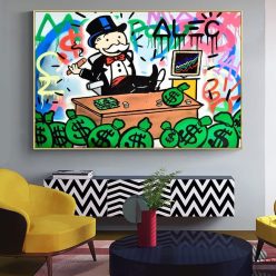 Alec Monopoly Rich Money Man Graffiti Art Painting Printed on Canvas