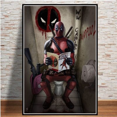 Hot Deadpool Superhero Funny Movie Toilet Posters And Prints Wall Pictures For Living Room Nordic Decoration Home Decor Cuadro