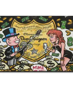 Alec Monopoly Champagne Money Graffiti Art  Printed on Canvas