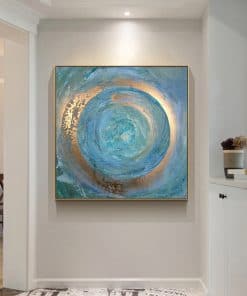 Abstract Blue Gold Oil Painting on Canvas Scandinavian Posters and Prints Cuadros Modern Wall Art Pictures For Living Room Decor