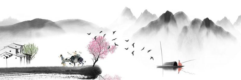 Abstract Art Chinese Style Zen Landscape Painting, Printed on Canvas