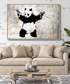 Banksy Graffiti Art Painting Panda Elephant Abstract Canvas Posters and Prints Modern Wall Cuadros for Living Room Home Decor