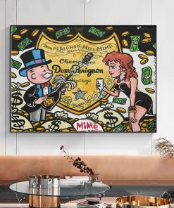 Graffiti Art Champagne Money Poster Alec Monopolyingly Paintings On Canvas Modern Art Decorative Wall Pictures Home Decoration