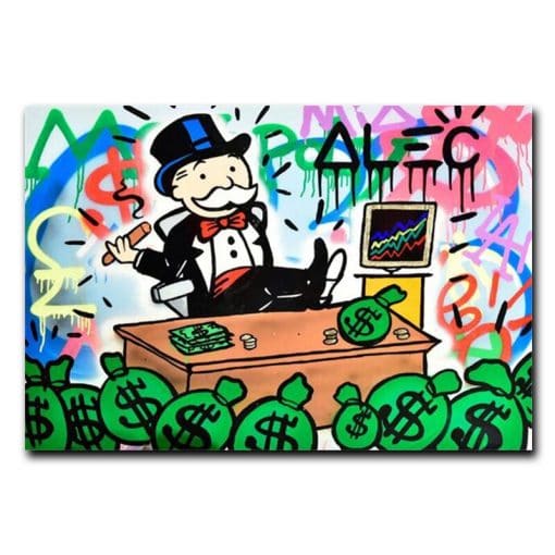 Alec Monopoly Rich Money Man Graffiti Art Painting Printed on Canvas