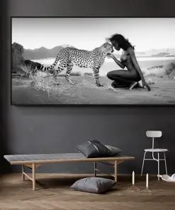 Snow Leopard and Nude Woman