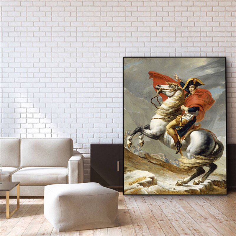 Napoleon Crossed the Alps Painting Wall Art Canvas Posters Figure Prints 