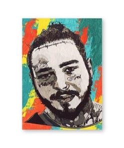 Abstract Art Painting of Hip Hop Artist Post Malone, Printed on Canvas