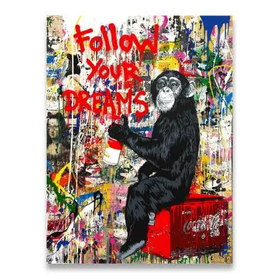 Follow Your Dreams Street Wall graffiti Art Canvas Paintings Abstract Einstein Pop Art Canvas Prints For Kids Room Cuadros Decor