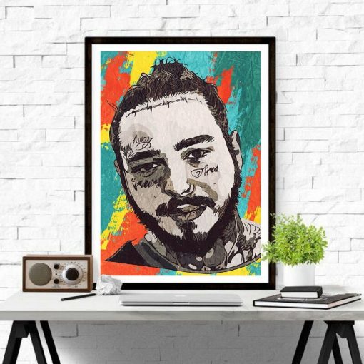 Abstract Art Painting of Hip Hop Artist Post Malone, Printed on Canvas