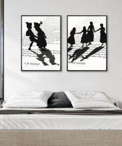 Black White Shadow On the Book Pages Painting Printed on Canvas