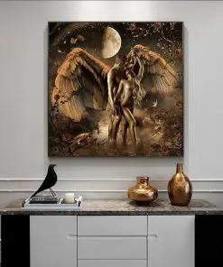 African Art Woman Man Black Gold Naked Oil Painting on Canvas Posters and Prints Scandinavian Living Room Wall Painting