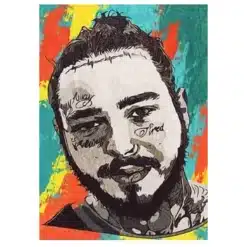 Hip Hop Artist Post Malone Abstract Painting Printed on Canvas - Image 2
