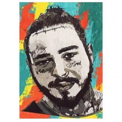 Hip Hop Artist Post Malone Abstract Painting Printed on Canvas - Image 2