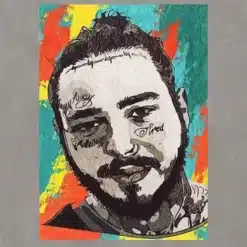 Hip Hop Artist Post Malone Abstract Painting Printed on Canvas - Image 3