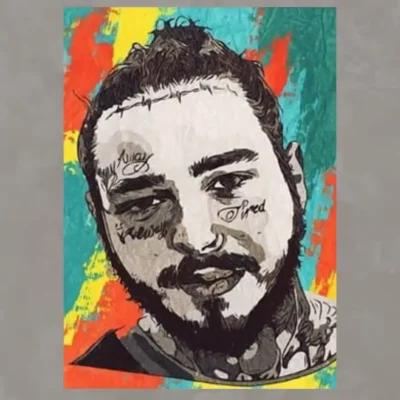 Hip Hop Artist Post Malone Abstract Painting Printed on Canvas - Image 3