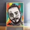 Hip Hop Artist Post Malone Abstract Painting Printed on Canvas