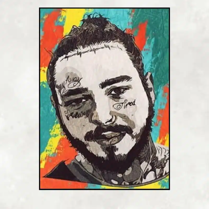 Hip Hop Artist Post Malone Abstract Painting Printed on Canvas