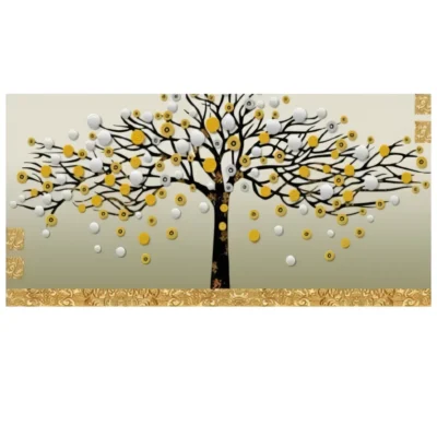Modern Art Beautiful Colorful Trees Landscape Painting Printed on Canvas - Image 3