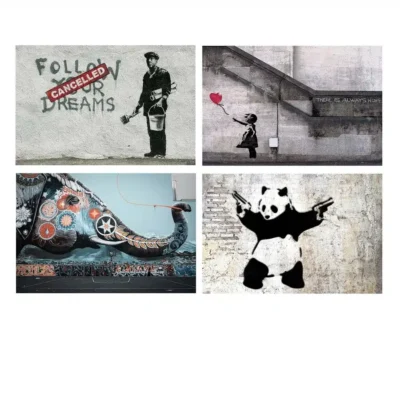 Mural Graffiti Panda Elephant Follow your Dreams There is Always Hope
