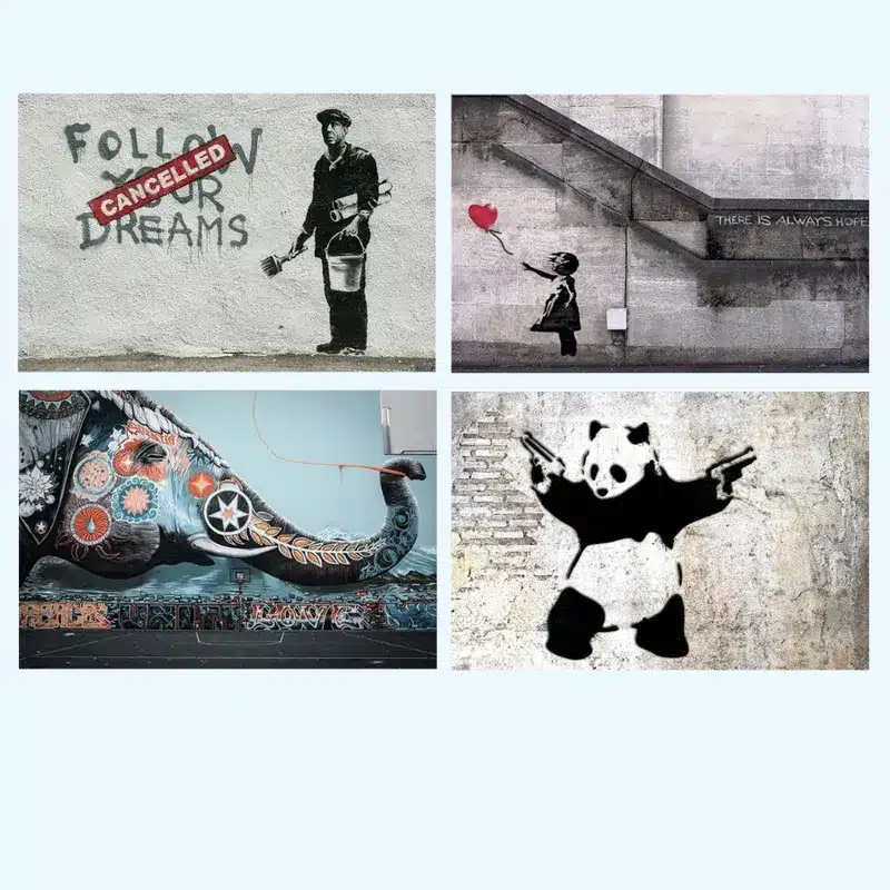 Mural Graffiti Panda Elephant Follow your Dreams There is Always Hope