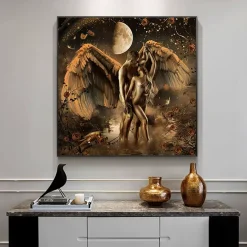 Oil Painting Angels and Demons Wall Art Printed on Canvas