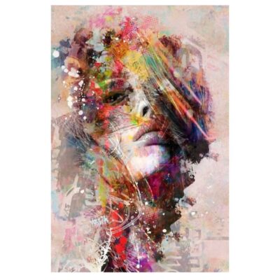Colorful Woman Portrait Graffiti Art Paintings Printed on Canvas - Image 2