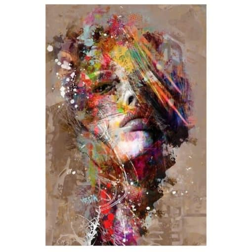 Colorful Woman Portrait Graffiti Art Paintings Printed on Canvas - Image 5