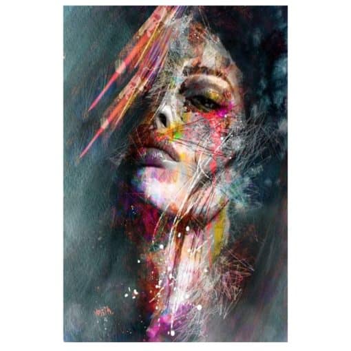 Colorful Woman Portrait Graffiti Art Paintings Printed on Canvas - Image 6